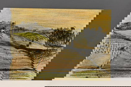 Robert Angeloch (1922–2011) Tuscany Hillside (Toscana), Ink and Crayon on Paper, 1952,