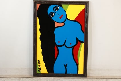 Thomas Pulgini, American, Pop-Art Nude Blue Woman Signed