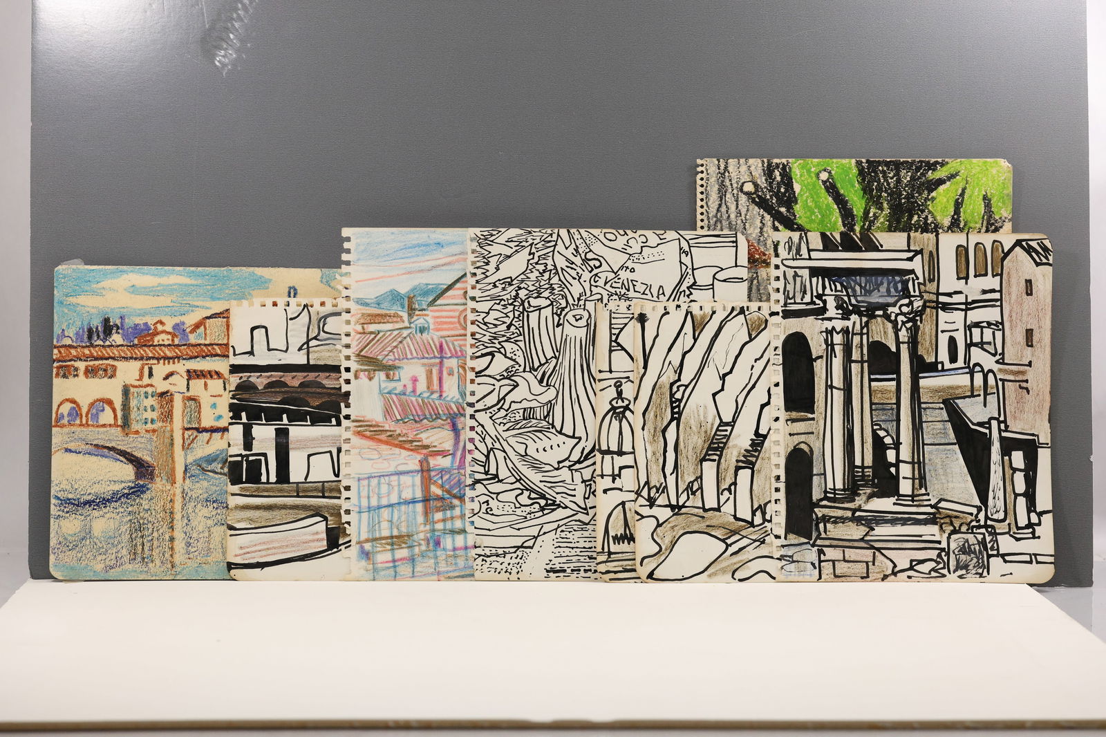 Robert Angeloch (1922–2011), Woodstock Colony artist, portfolio lot of seven original works on (1 of 9)