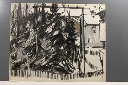 Robert Angeloch, dynamic 1956 drawing during his travels in Cortina, Italy.