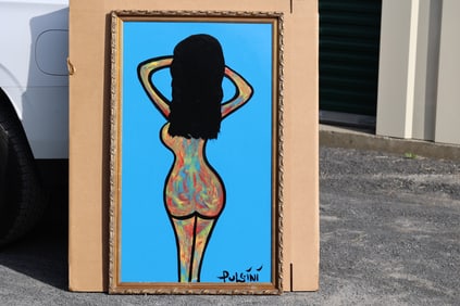 Thomas Pulgini, American, Pop-Art Colorful Nude Woman from Behind Signed