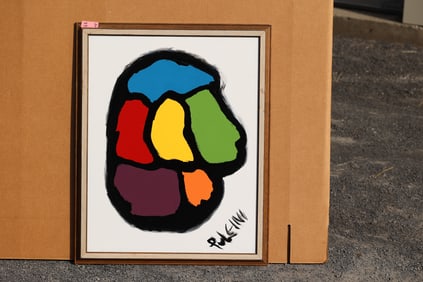 Thomas Pulgini, American, Pop-Art Modernist Color Block Face Painting Signed