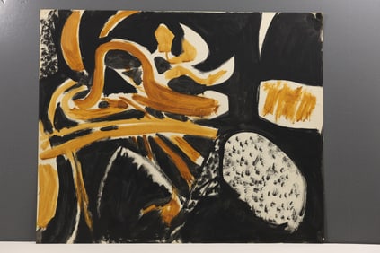 Robert Angeloch Signed 1981 "Rocks and Woods #4" Painting on Paper