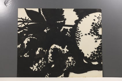 Robert Angeloch 1981 Abstract Black Ink Painting on Paper Signed