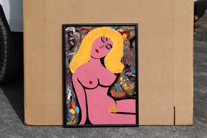 TThomas Pulgini American Pop Art Nude Woman Painting Modern Abstract Expressionist Signed