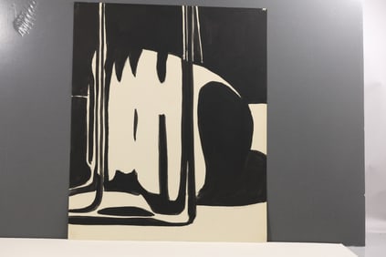 Robert Angeloch Signed 1981 "Bottles and Orange" Still Life Painting on Paper