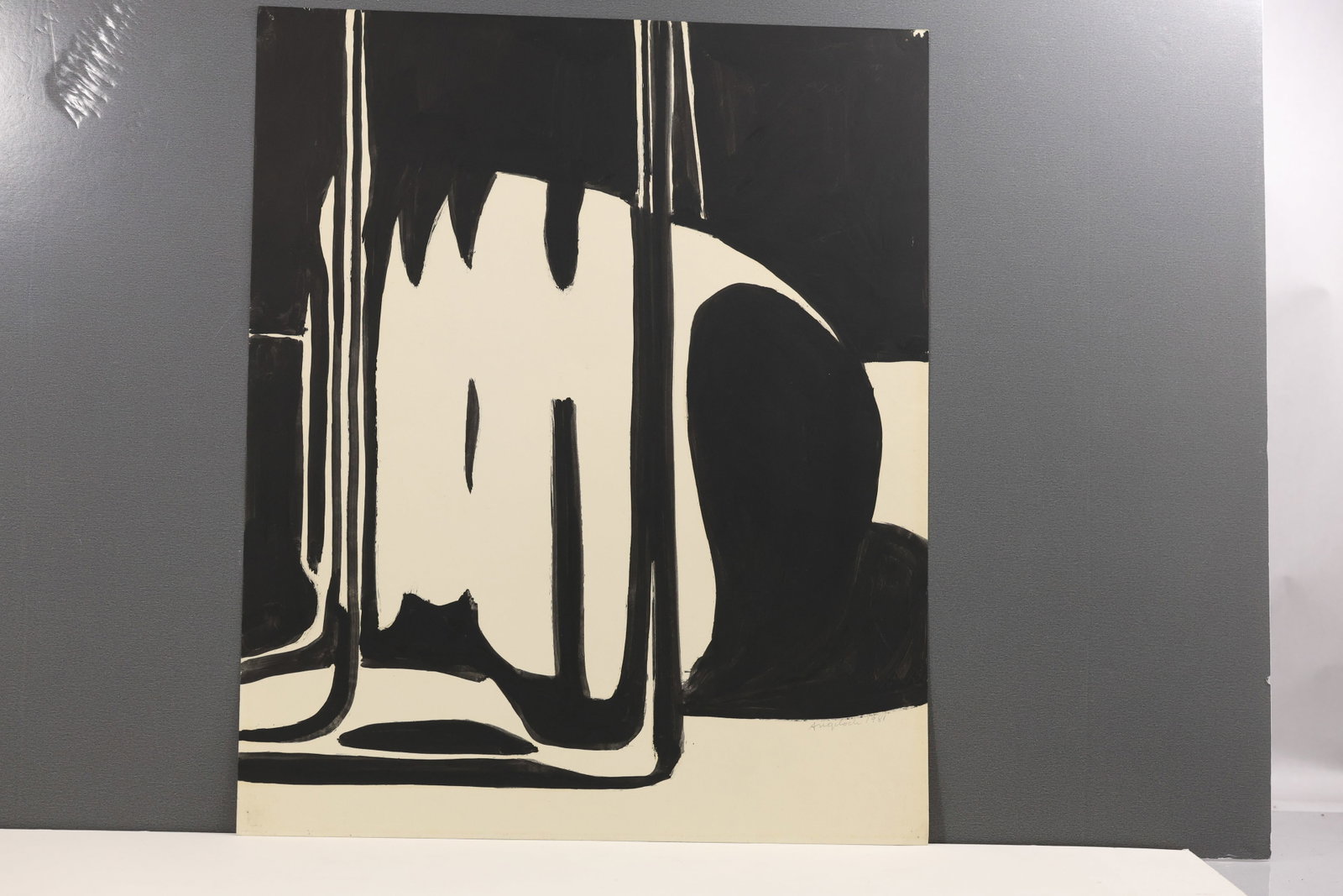 Robert Angeloch Signed 1981 "Bottles and Orange" Still Life Painting on Paper: All descriptions were generated using AI technology and have not been reviewed or verified by a human. All items are sold as-is, where-is. It is the buyer’s responsibility to preview, examine, and a
