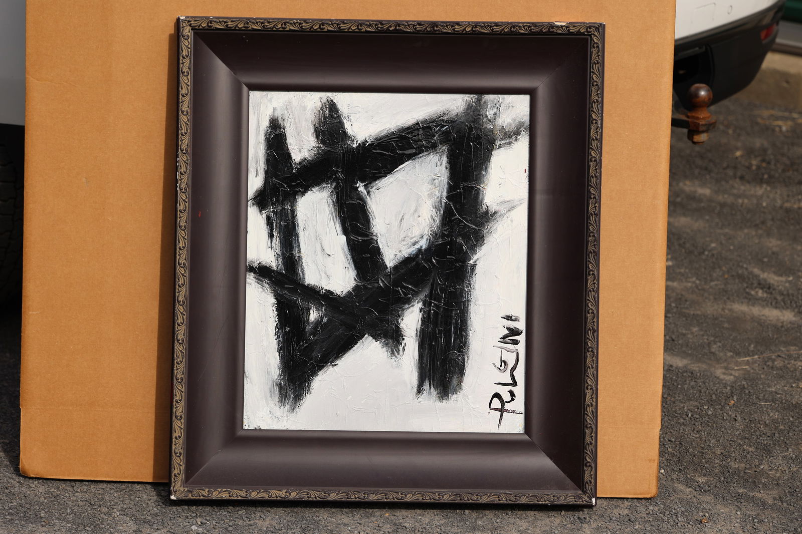 Thomas Pulgini American Pop Art Abstract Black White Painting Modern Geometric Signed (1 of 11)