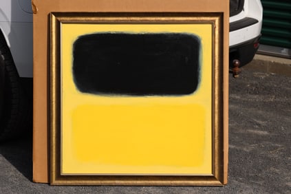 Thomas Pulgini American Pop Art Abstract Minimalist Painting Black Yellow Color Field Signed
