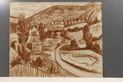 Robert Angeloch Signed 1951 "Chateauguay Farm" Vermont" Drawing on Paper