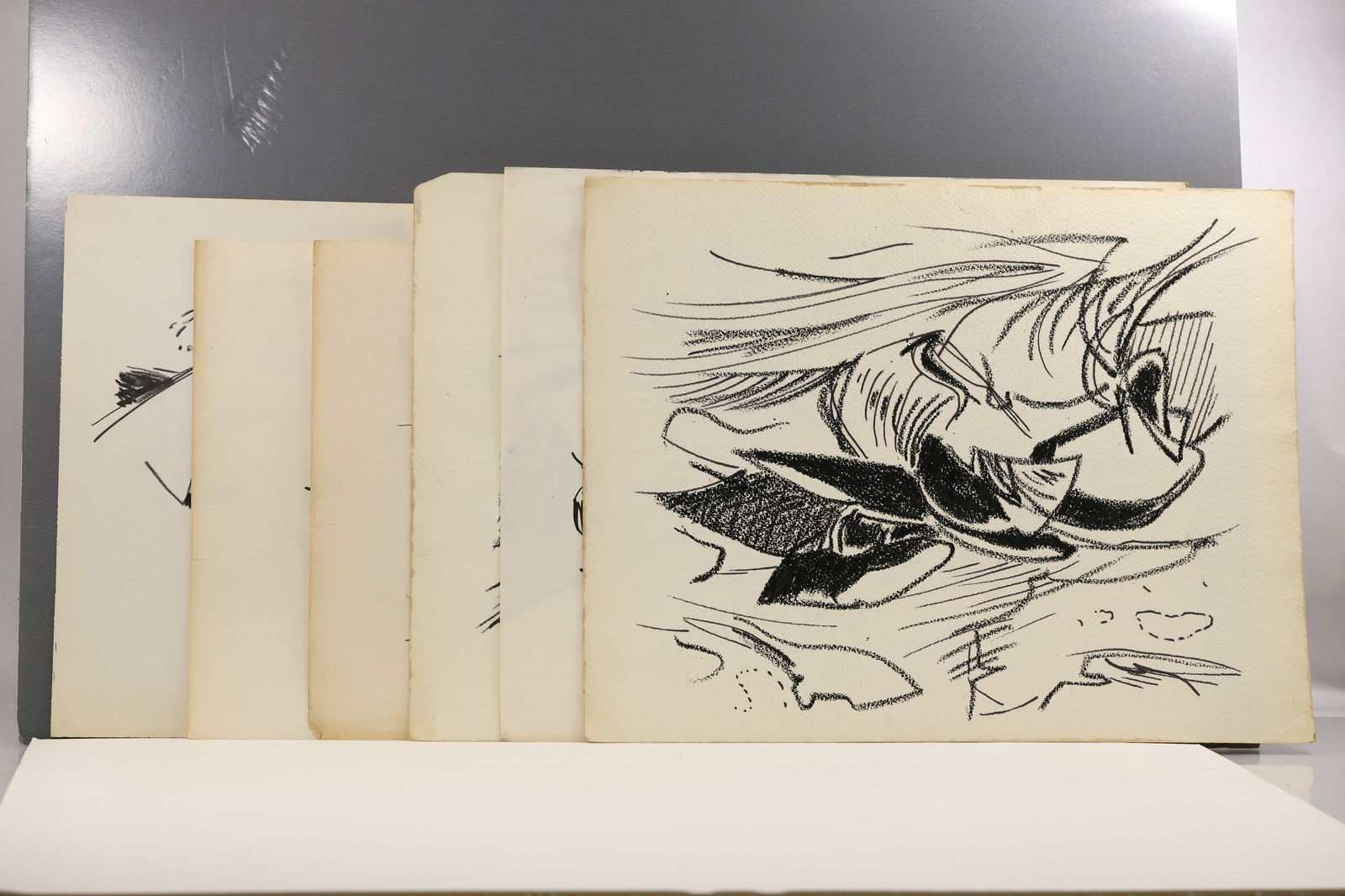 Robert Angeloch Lot of 6 Drawings Waterfall Pond Vegetation Abstract Studies Unsigned (1 of 7)