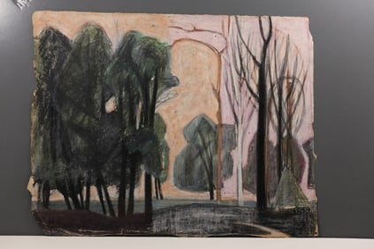 Robert Angeloch Signed 1952 “Firenze” Italian Landscape Pastel Drawing on Paper