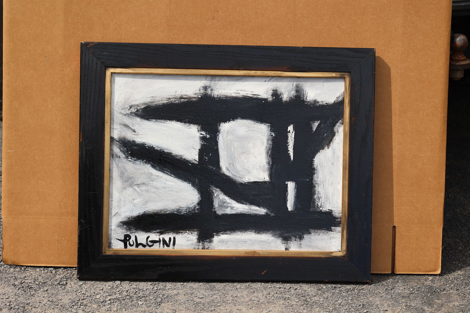 Thomas Pulgini American Pop Art Abstract Black White Painting Modern Geometric Signed (1 of 9)