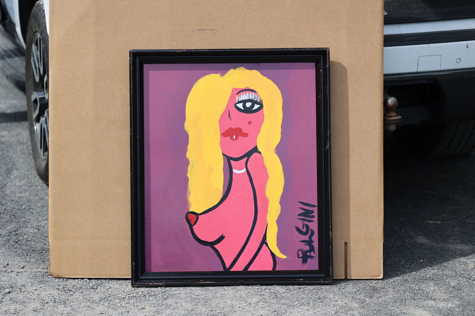 Thomas Pulgini American Pop Art Nude Woman Painting Blonde Portrait Signed Modern: All descriptions were generated using AI technology and have not been reviewed or verified by a human. All items are sold as-is, where-is. It is the buyer’s responsibility to preview, examine, and a