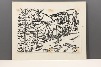 Robert Angeloch Signed Artist Proof “Austrian Landscape” Woodblock Print
