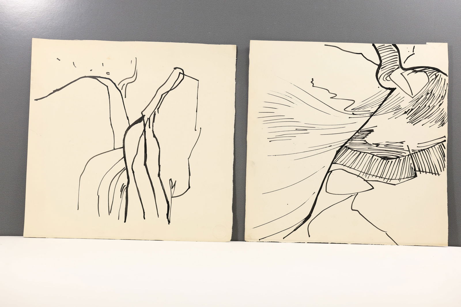 Lot of 2 Robert Angeloch Ink Drawings on Arches Paper Abstract Landscape Studies Unsigned (1 of 6)