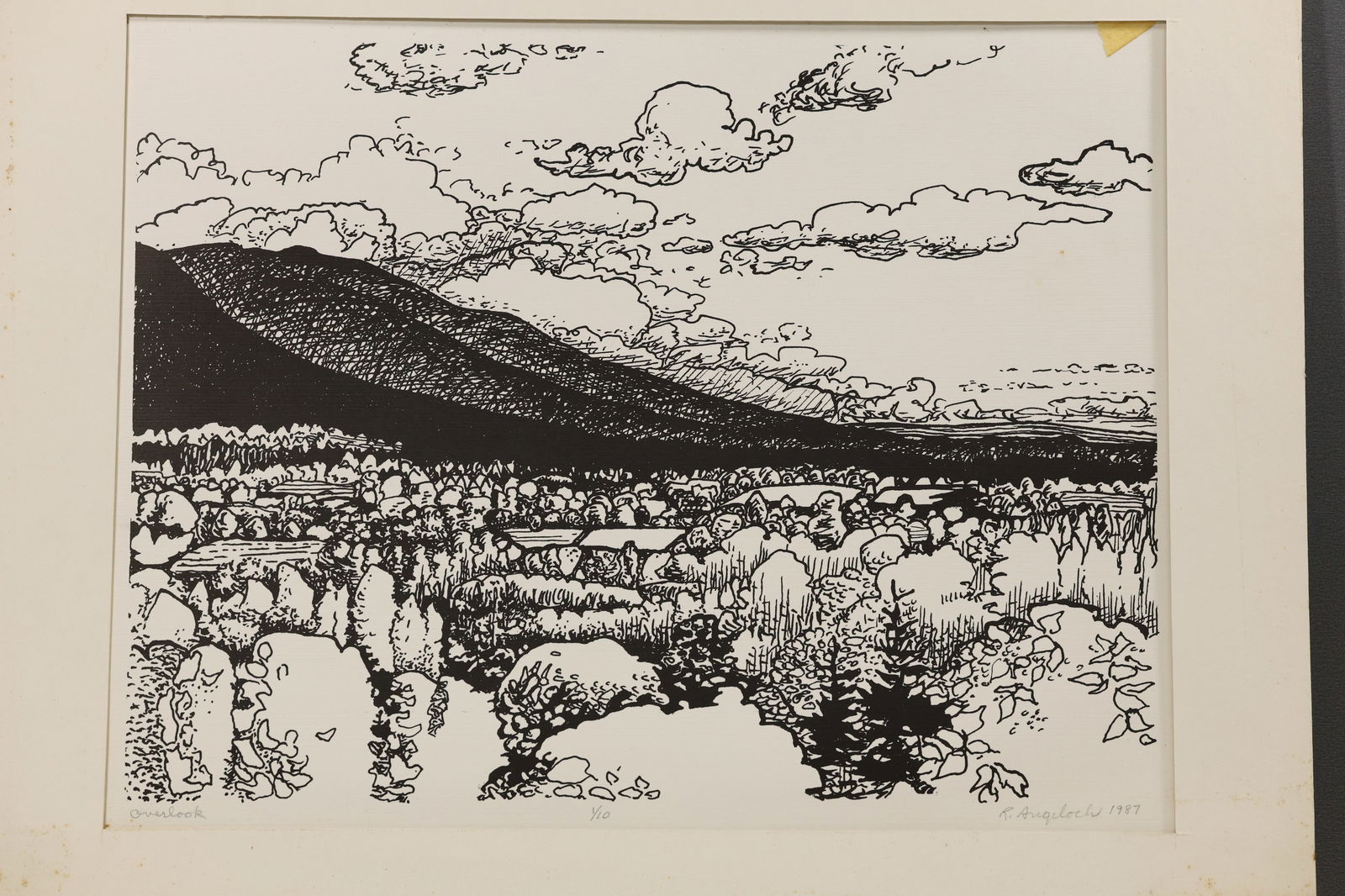 Robert Angeloch Signed 1987 “Overlook” Woodblock Print 1/10 Woodstock NY Landscape (1 of 14)