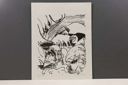 Robert Angeloch Signed 1965 “Rillet VI” Woodblock Print 1/10 Waterfall Landscape Ricketts