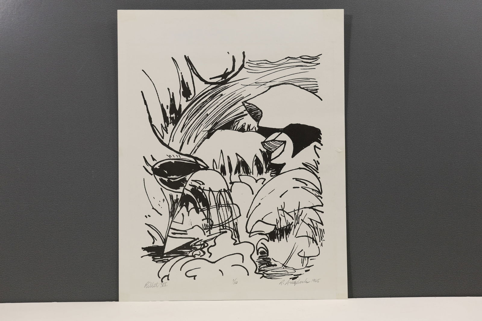 Robert Angeloch Signed 1965 “Rillet VI” Woodblock Print 1/10 Waterfall Landscape Ricketts (1 of 8)