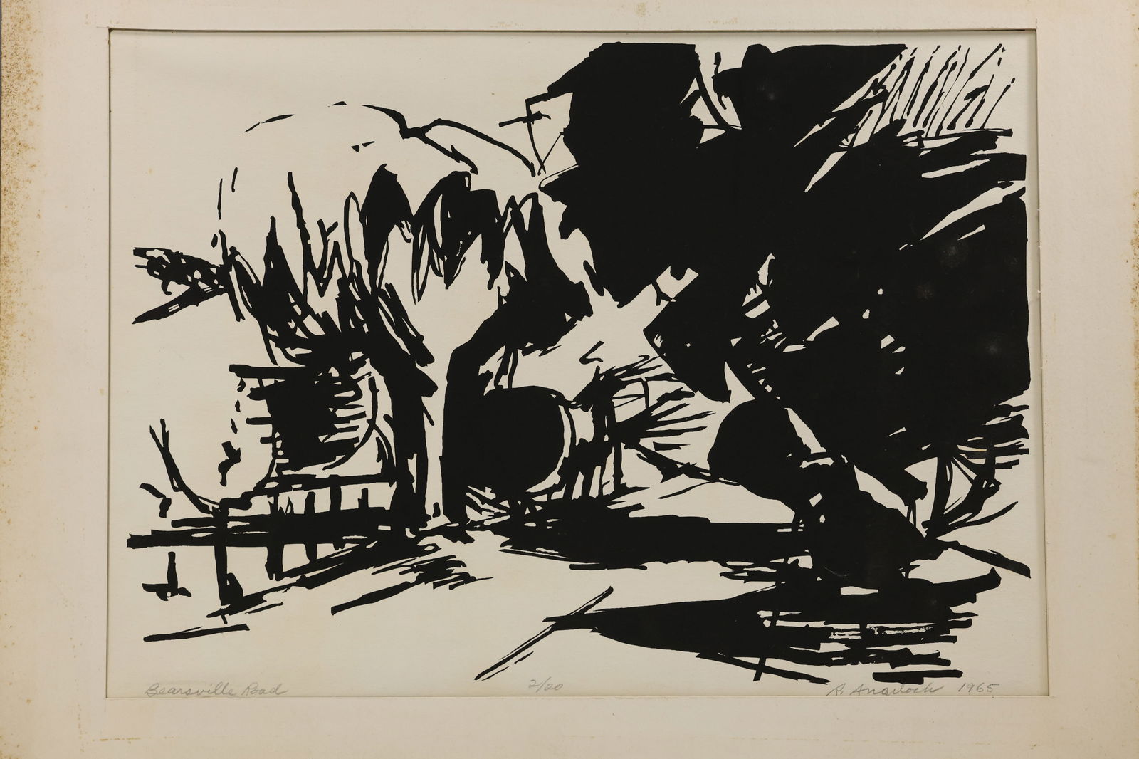 Robert Angeloch Signed 1965 “Bearsville Road” Woodblock Print 2/20 Woodstock NY Landscape (1 of 9)