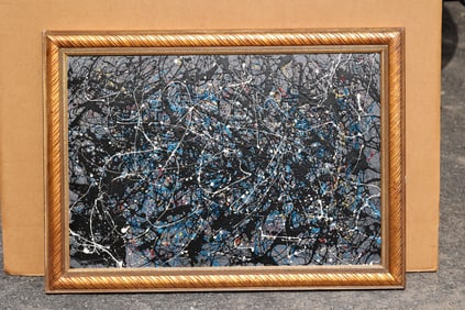 Thomas Pulgini American Pop Art Abstract Drip Painting Pollock Style Modern Expressionist Signed