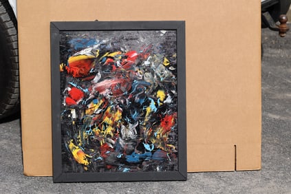 Thomas Pulgini American Pop Art Abstract Expressionist Painting Colorful Modern Signed