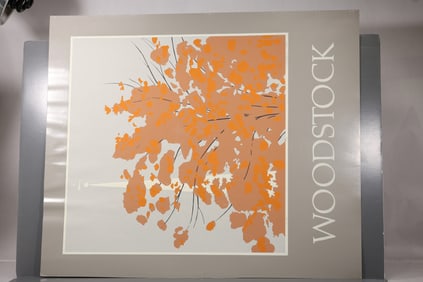 Robert Angeloch Signed 1984 “Woodstock” 5/39 S-103 Woodblock Poster Print Mid-Century Modern