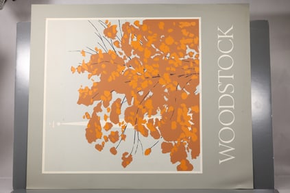 Robert Angeloch Signed 1985 “Woodstock” 28/400 S-103 Woodblock Poster Print Modernist