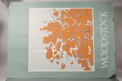 Rare Robert Angeloch Misprint “Woodstock” Green Variant Woodblock Poster Print