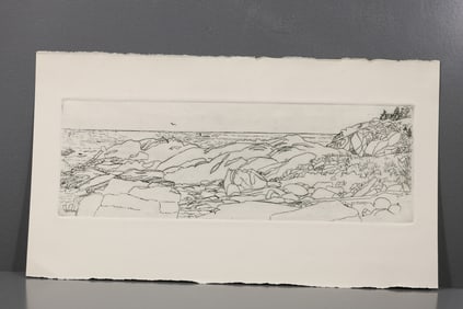 Robert Angeloch (1922–2011) Rocky Shoreline Etching