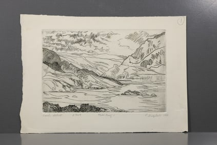Robert Angeloch Signed 1990 Trial Proof “Loch Ailost” 1/1 Woodblock Print Highland Landscap