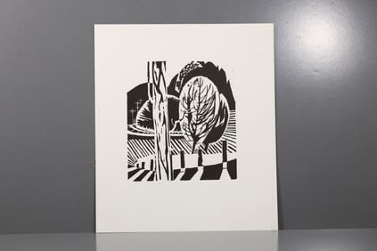 Robert Angeloch Unsigned Woodblock Print Tree Landscape Modernist Woodstock School Style