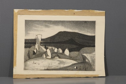 Robert Angeloch Signed 1949 “Ohayo Mountain” 2/10 Glenford NY Woodblock Print Catskills