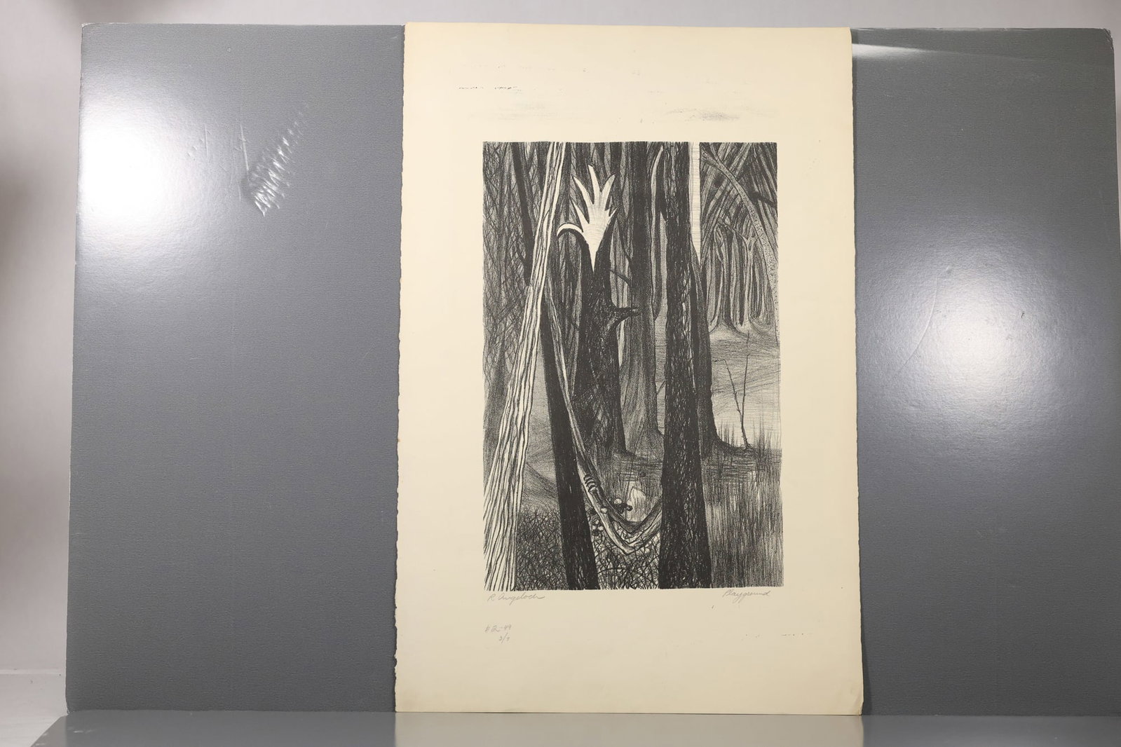 Robert Angeloch Signed 1949 “Playground” #2-49 3/7 Double-Sided Test Proof Woodblock Print: All descriptions were generated using AI technology and have not been reviewed or verified by a human. All items are sold as-is, where-is. It is the buyer’s responsibility to preview, examine, and a