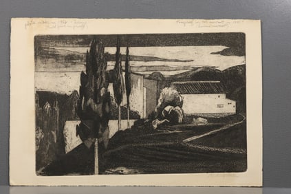 Robert Angeloch (1922–2011) Bellosguardo, Florence Etching