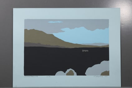 Robert Angeloch (1922–2011) Mountainside Color Woodblock Print