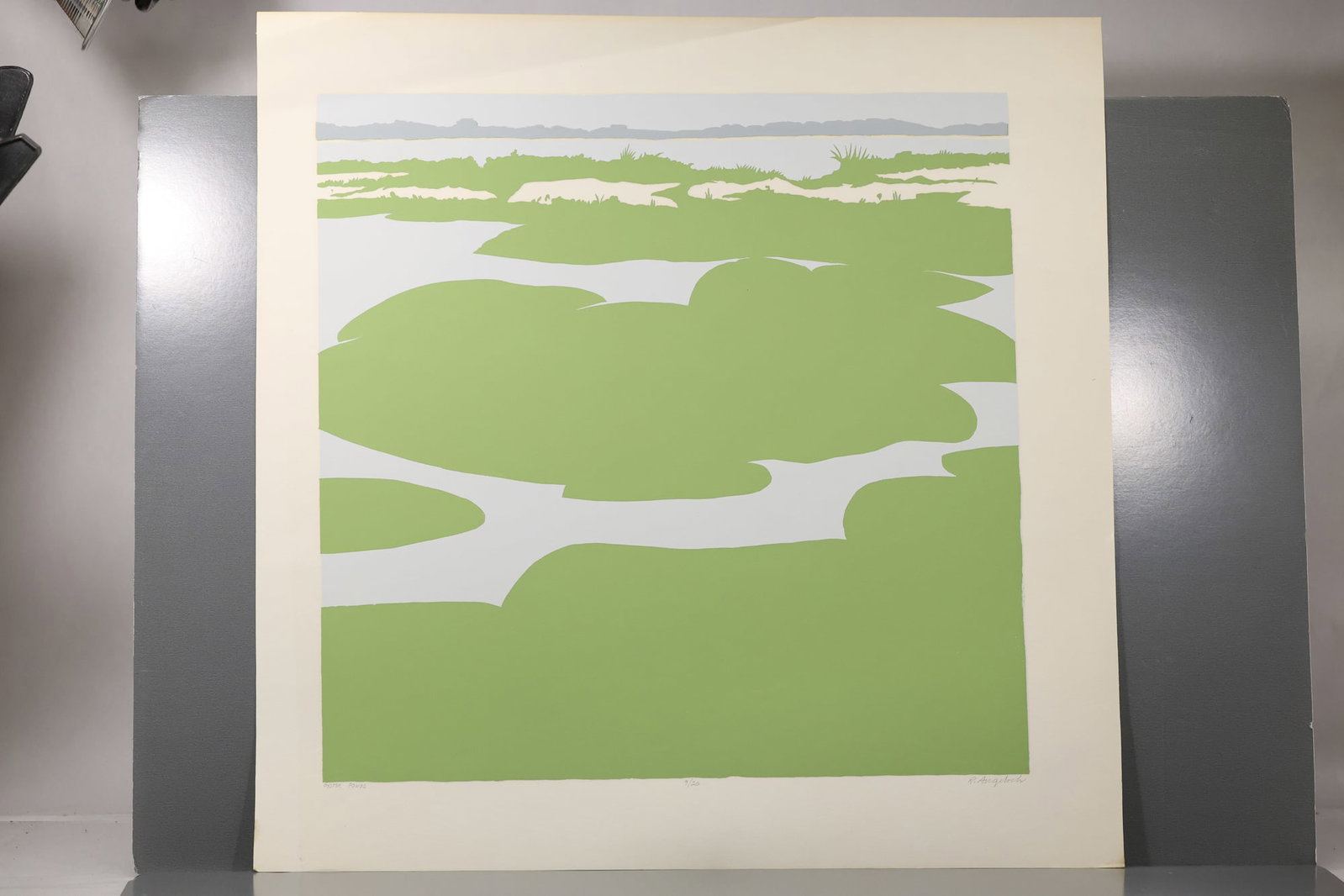 Robert Angeloch (1922–2011) Oyster Ponds Color Woodblock Print: All descriptions were generated using AI technology and have not been reviewed or verified by a human. All items are sold as-is, where-is. It is the buyer’s responsibility to preview, examine, and a