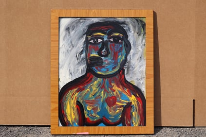 Thomas Pulgini American Pop Art Abstract Male Portrait Painting Modern Expressionist Signed