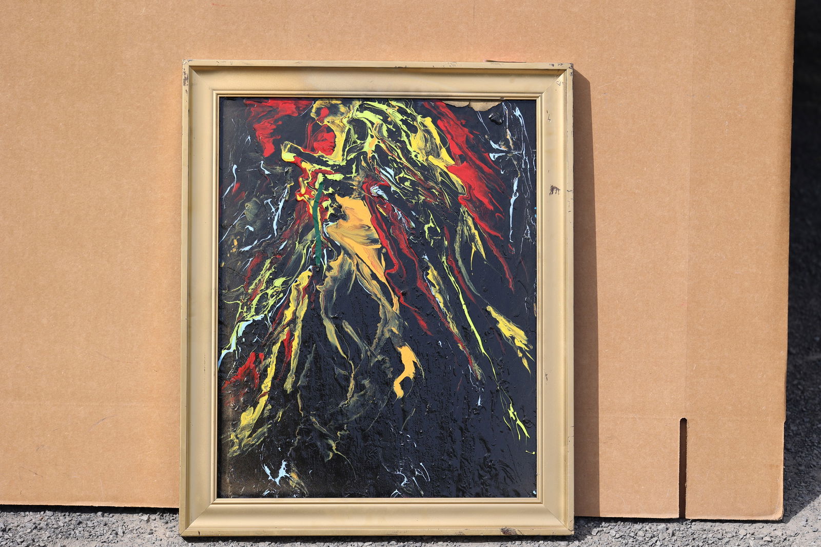 Thomas Pulgini American Pop Art Abstract Expressionist Painting Red Yellow Black Signed Modern (1 of 9)