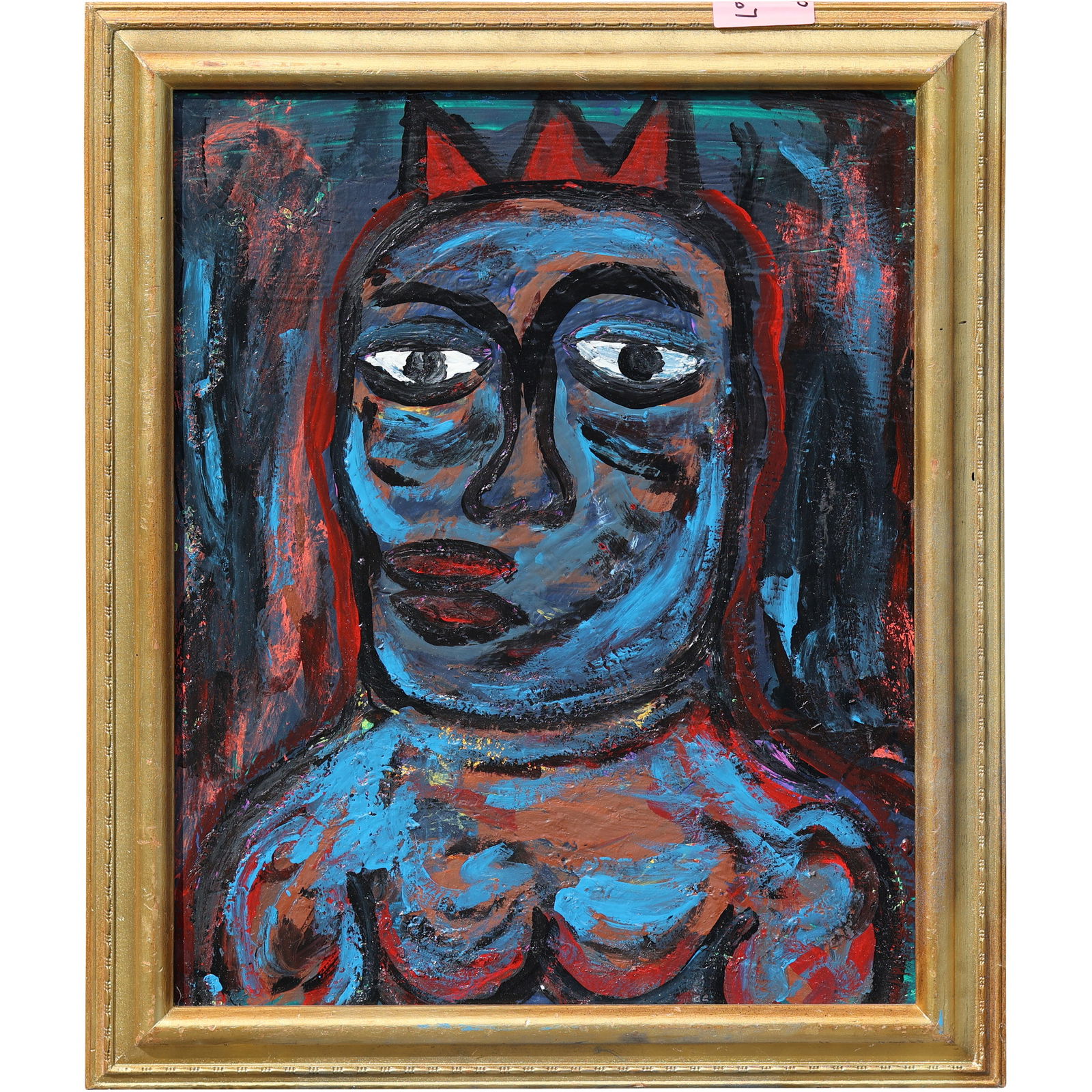 Thomas Pulgini American Pop Art Expressionist Portrait Painting Dark Man Signed Modern (1 of 8)