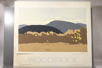 Robert Angeloch (1922–2011) Acorn Hill from Byrdcliffe Color Woodblock Print