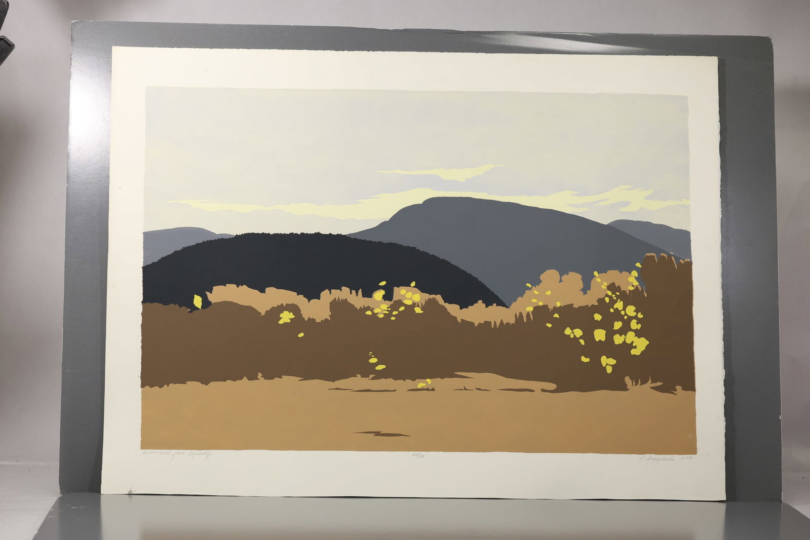 Robert Angeloch (1922–2011) Acorn Hill from Byrdcliffe Color Woodblock Print: All descriptions were generated using AI technology and have not been reviewed or verified by a human. All items are sold as-is, where-is. It is the buyer’s responsibility to preview, examine, and a