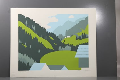 Robert Angeloch (1922–2011) Untertweng Color Woodblock Print