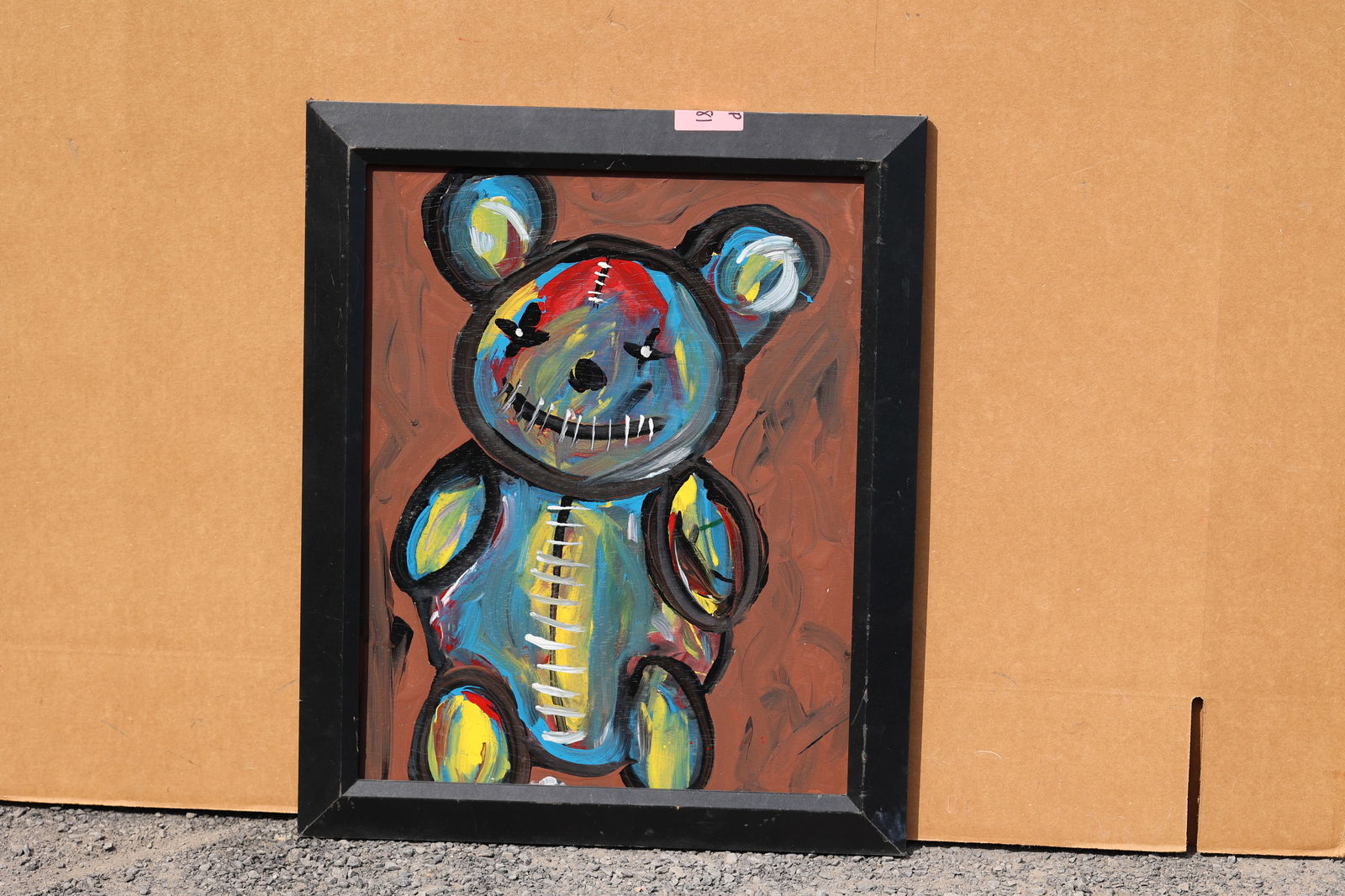 Thomas Pulgini American Pop Art Teddy Bear Painting Expressionist Signed Verso Modern (1 of 8)