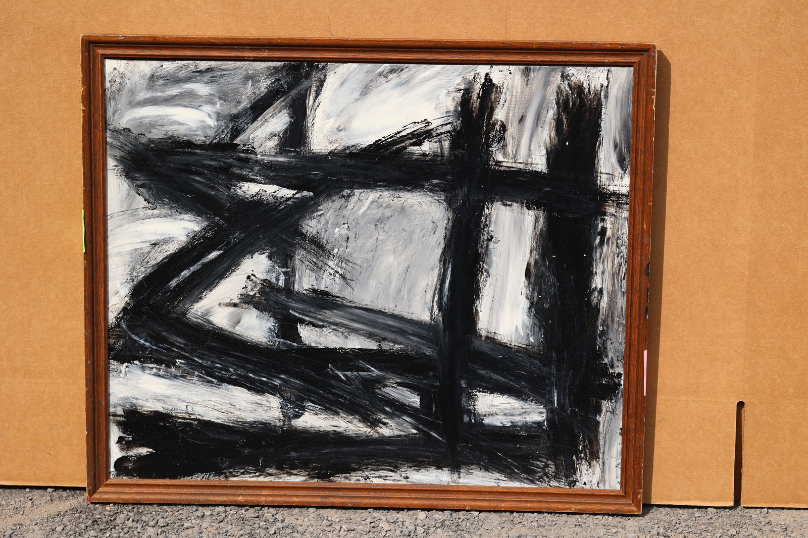 Thomas Pulgini American Pop Art Abstract Black White Painting Modern Expressionist Signed (1 of 9)