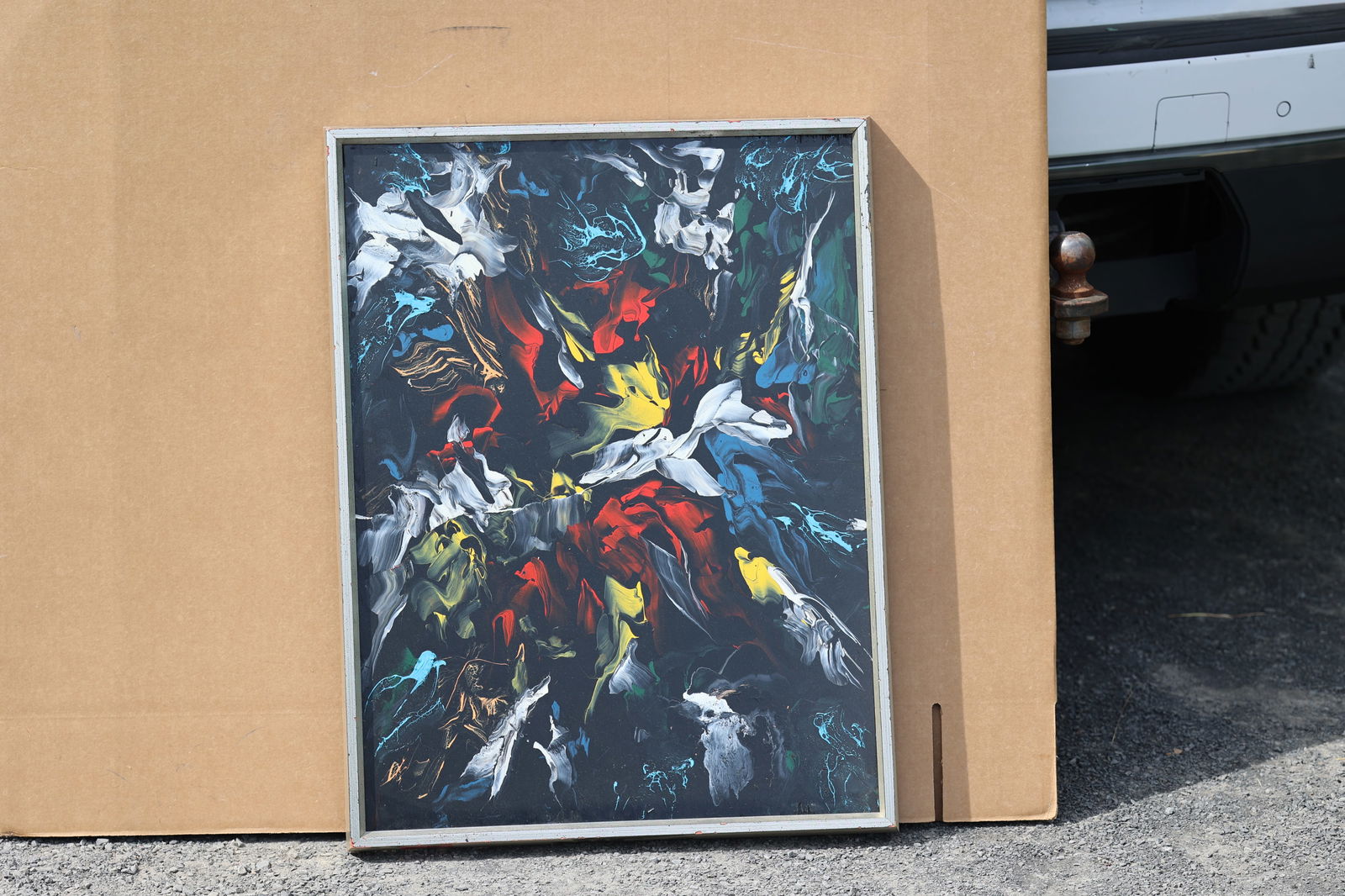 Thomas Pulgini American Pop Art Abstract Expressionist Painting Black Red Yellow Signed Modern (1 of 10)