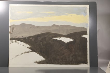 Robert Angeloch (1922–2011) Vermont Winter Study Gouache Painting