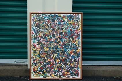 Thomas Pulgini Signed Verso Abstract Expressionist Painting on Board Modern Contemporary Art