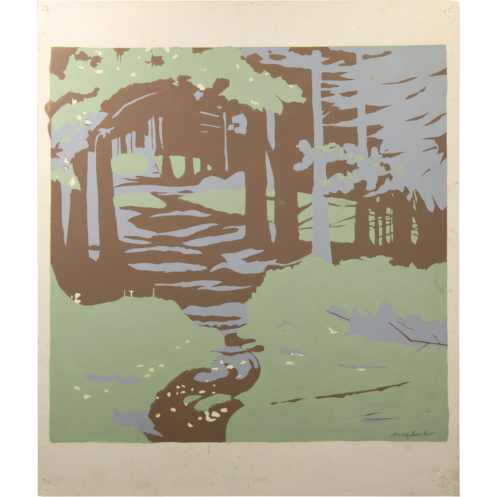 Robert Angeloch (1922–2011) Burnt Head Trail Original Painting: All descriptions were generated using AI technology and have not been reviewed or verified by a human. All items are sold as-is, where-is. It is the buyer’s responsibility to preview, examine, and a