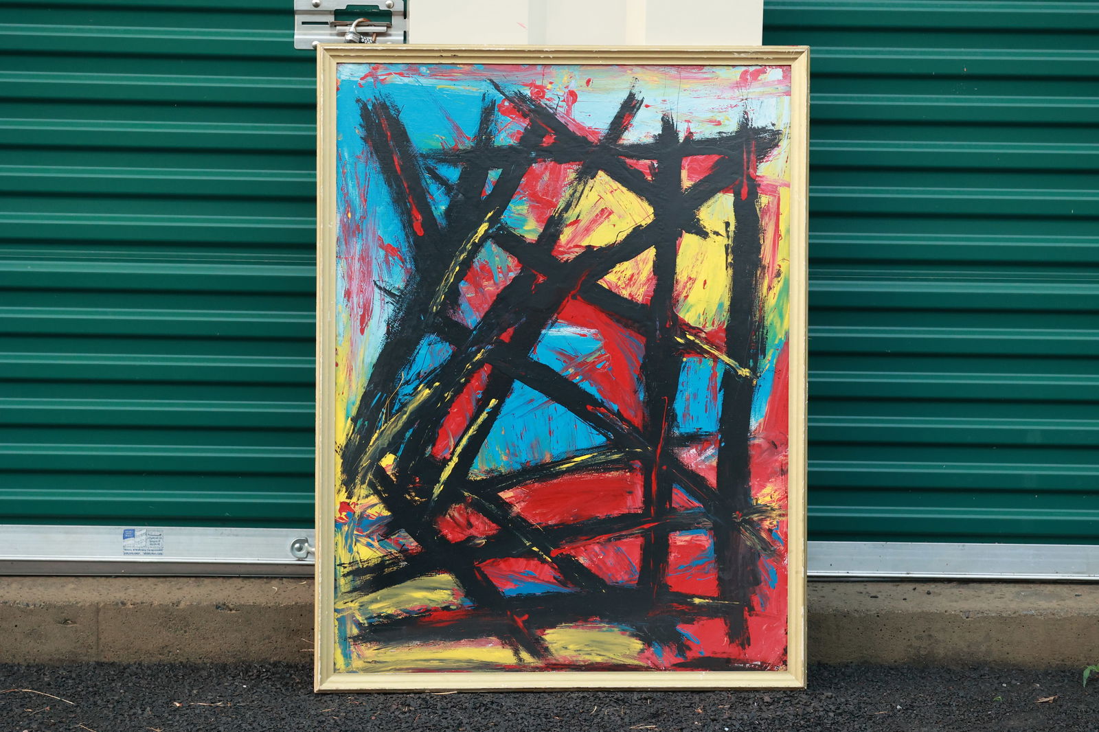 Thomas Pulgini Signed Abstract Expressionist Geometric Painting Red Blue Yellow Modern Art (1 of 10)